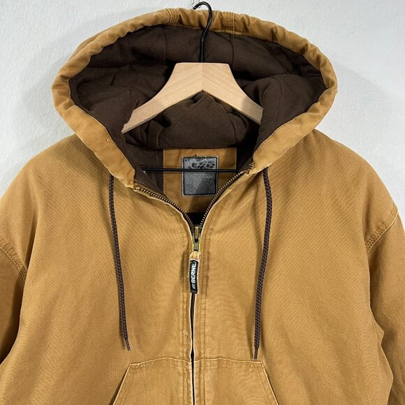 Berne Heritage Duck Hooded Active Work Jacket Tan Brown Men’s Large - Picture 8 of 16